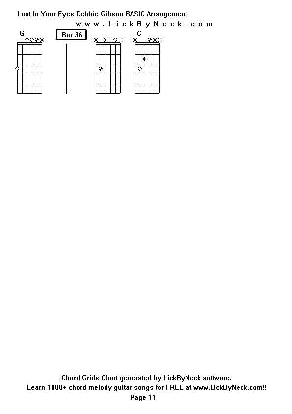 Chord Grids Chart of chord melody fingerstyle guitar song-Lost In Your Eyes-Debbie Gibson-BASIC Arrangement,generated by LickByNeck software.